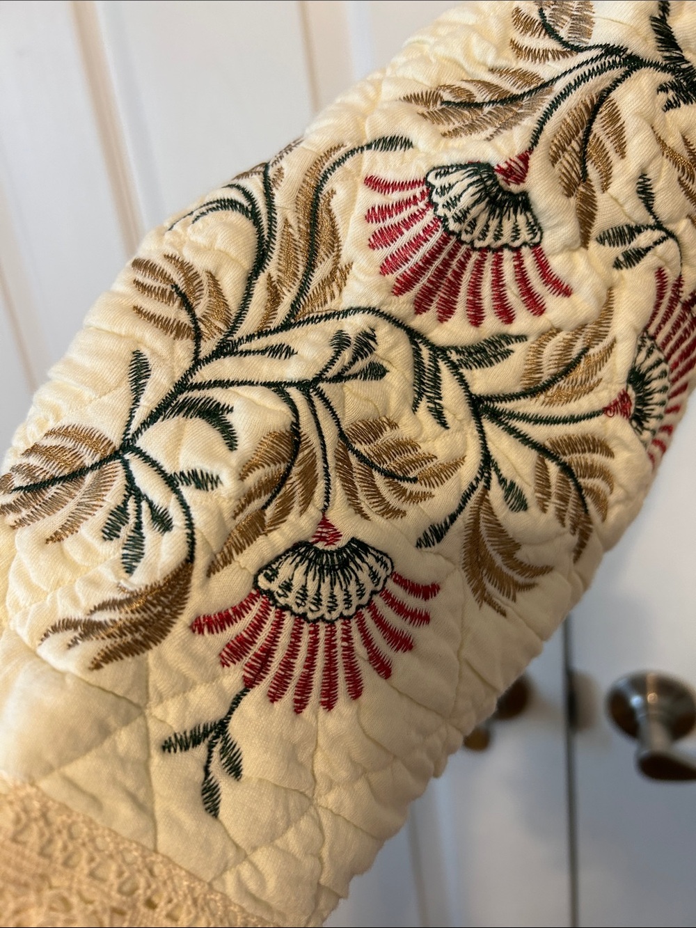 POL Cream Crochet Floral Embroidery Hooded Jacket Detail - Picture 5 of 7